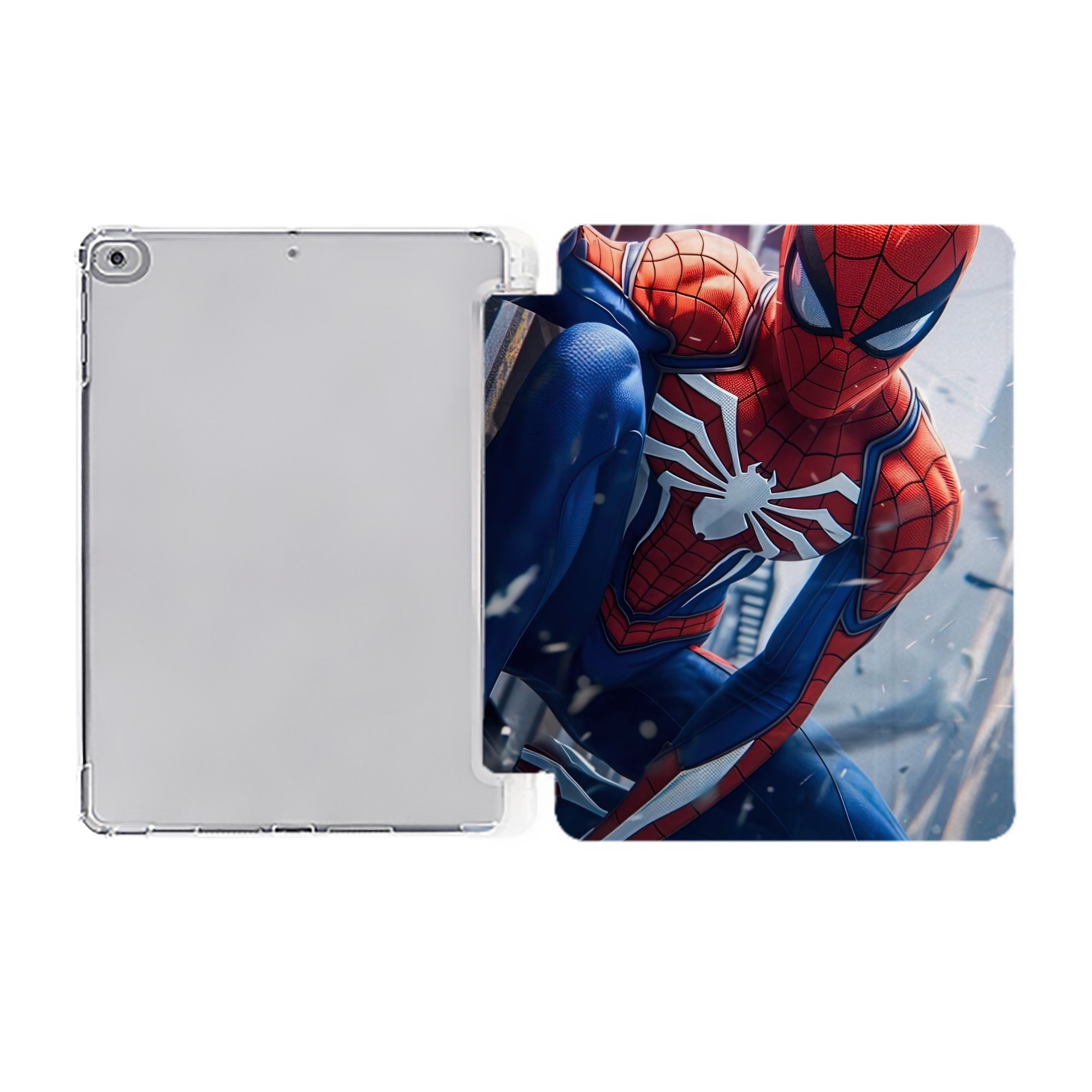 （画像用） Spider Man スパイダーマン IPad ケース ペン収納付き 三つ折りスタンド PUレザー×シリコン 対応機種9.5/10.5/10.9インチ